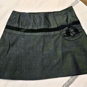 Vintage 90's mini skirt with ribbon & bow detail - Grey &‎ black